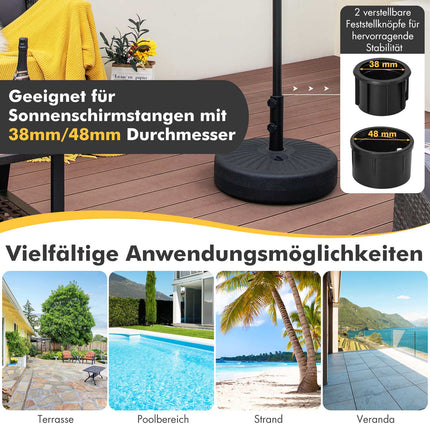Befüllbarer Sonnenschirmständer, 19,5 l Wasser oder 23 kg Sand Fassungsvermögen