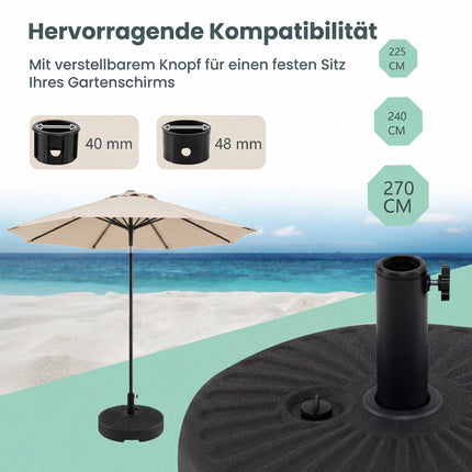 Befüllbarer Schirmständer, 22L/25kg, passend für 38/48mm Stangen