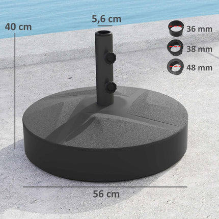 Befüllbarer Sonnenschirmständer, 30kg, Schwarz, HDPE, 36/38/48mm