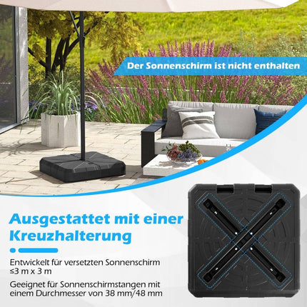 Befüllbarer Sonnenschirmständer, 45 l/60 kg, HDPE, passend für 38–48 mm Stangen