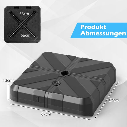 Befüllbarer Sonnenschirmständer, 45 l/60 kg, HDPE, passend für 38–48 mm Stangen