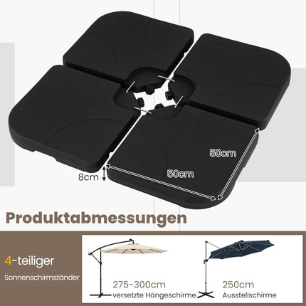 Plnitelný stojan na slunečník, 60L/68kg, černá, 50x50 cm, HDPE