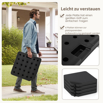 Plnitelný stojan na slunečník, 60L/84kg, černá, HDPE, 4 desky