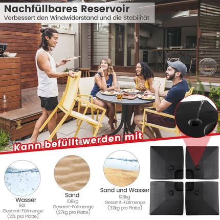 Fillable Umbrella Base, 80L Water or 108kg Sand Capacity