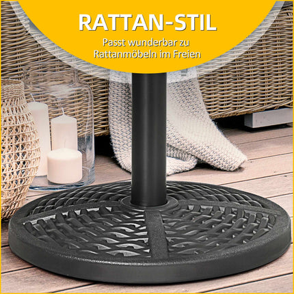 Fillable Umbrella Base, Rattan Style, Fits 38-48mm Poles