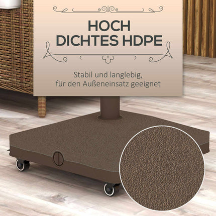 Befüllbarer Sonnenschirmständer mit Rollen, 22-38mm, Braun