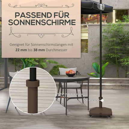 Befüllbarer Sonnenschirmständer mit Rollen, 22-38mm, Braun