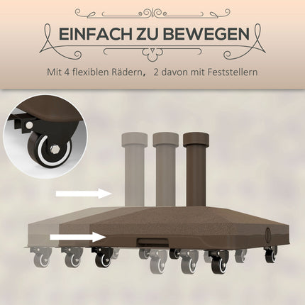 Befüllbarer Sonnenschirmständer mit Rollen, 22-38mm, Braun
