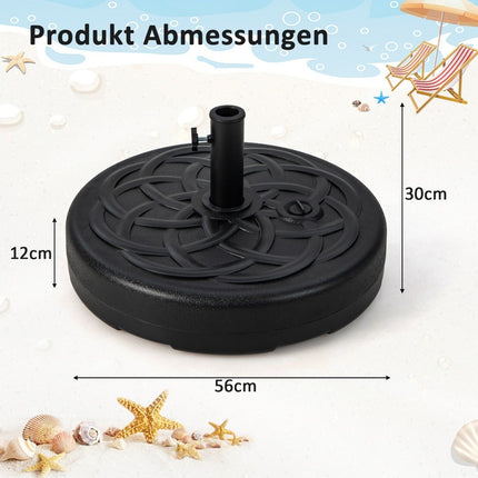 Vulbare ronde paraplubak met een diameter van 56 cm voor maximaal 46 kg zwart