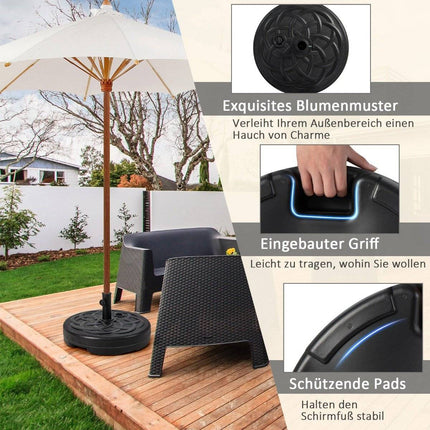 Vulbare ronde paraplubak met een diameter van 56 cm voor maximaal 46 kg zwart