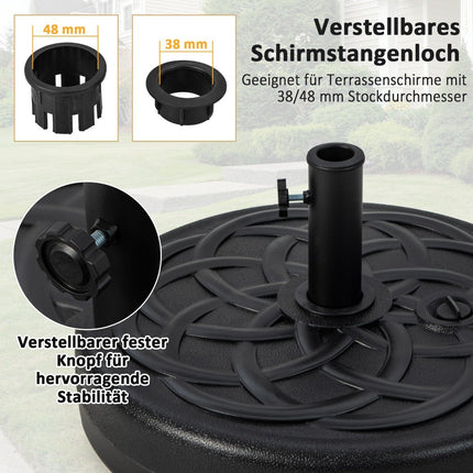 Vulbare ronde paraplubak met een diameter van 56 cm voor maximaal 46 kg zwart