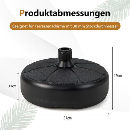 Befüllbarer runder Schirmständer mit 37 cm Durchmesser für maximal 12 kg schwarz