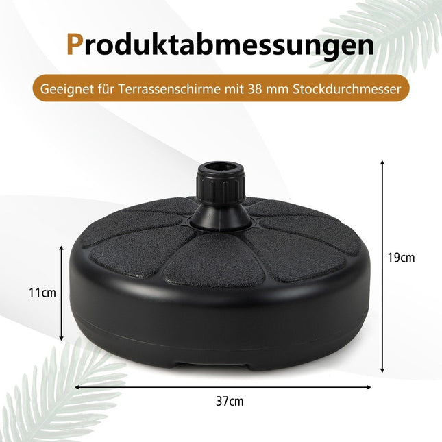 Plnitelný kulatý stojan na slunečník o průměru 37 cm pro maximálně 12 kg černá