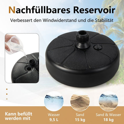 Befüllbarer runder Schirmständer mit 37 cm Durchmesser für maximal 12 kg schwarz
