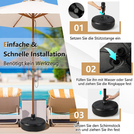 Befüllbarer runder Schirmständer mit 37 cm Durchmesser für maximal 12 kg schwarz