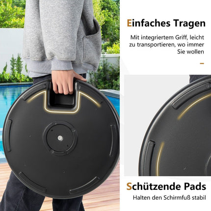 Plnitelný kulatý stojan na slunečník o průměru 50 cm pro maximálně 34 kg černá