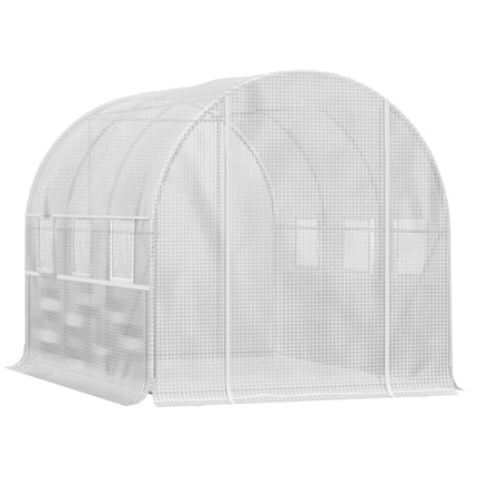 Serre tunnel 2,95 x 2 x 2 m, fenêtres enroulables, protection UV, coupe-vent, acier, blanc