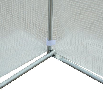 Serre à tomates en film 4,45 x 2,99 x 2,05 m, protection UV, fenêtre grillagée, coupe-vent, métal, blanc