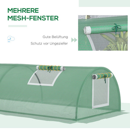 Minitunnelgewächshaus, UV-beständige PE-Folie, mit Netzfenster