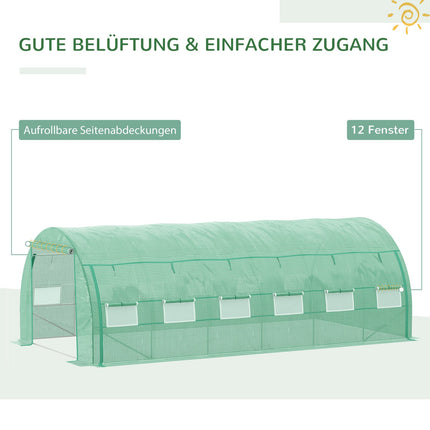 Gewächshaus Folientunnel 6x3x2m, UV-Schutz, begehbares Design