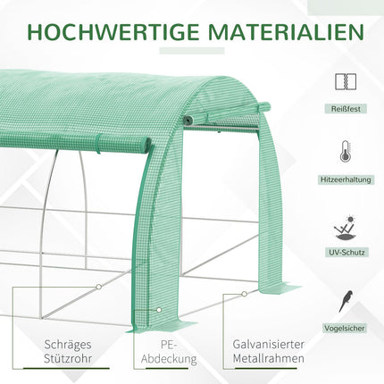 Gewächshaus Folientunnel 6x3x2m, UV-Schutz, begehbares Design