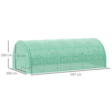 Gewächshaus Folientunnel 6x3x2m, UV-Schutz, begehbares Design