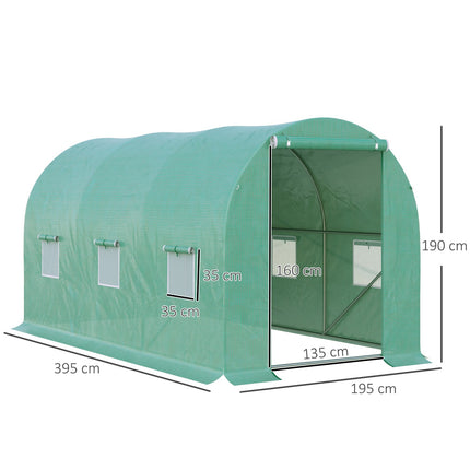 Gewächshaustunnel mit 6 Netzfenstern – 395x195x190 cm