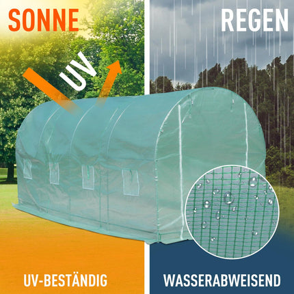 Folientunnel-Gewächshaus mit Fenster, grün, 5x2x2,1m