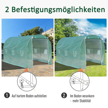 Folientunnel-Gewächshaus mit Fenster, grün, 5x2x2,1m