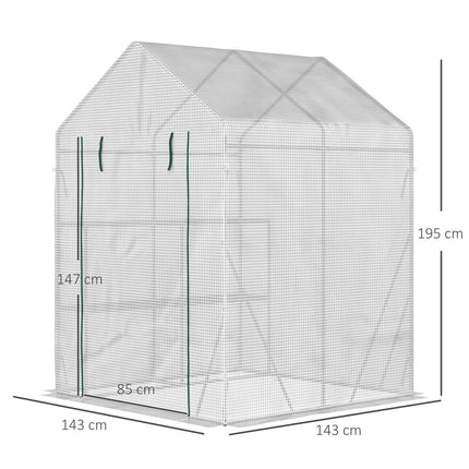 Walk-In tomato greenhouse, 4 shelves, steel frame, 143x143x195 cm