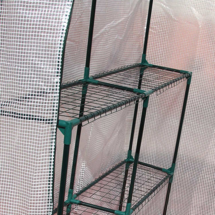 Walk-In tomato greenhouse, 4 shelves, steel frame, 143x143x195 cm