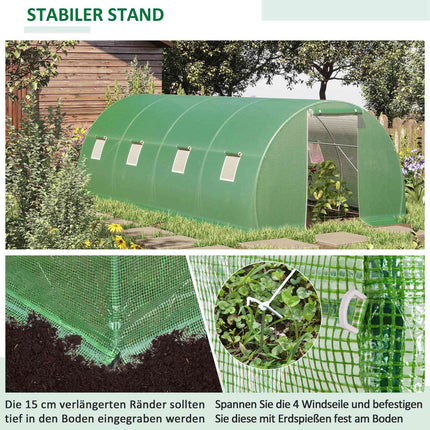 Begehbares Foliengewächshaus 6x3m, Frostschutz, Stahlrahmen