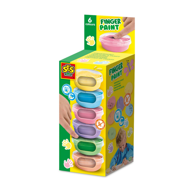 Fingermalfarben-Set, 6 Pastellfarben für kreative Kunstprojekte