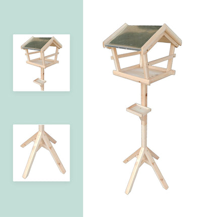 Fir Wood Bird Feeder with Stand – Weatherproof