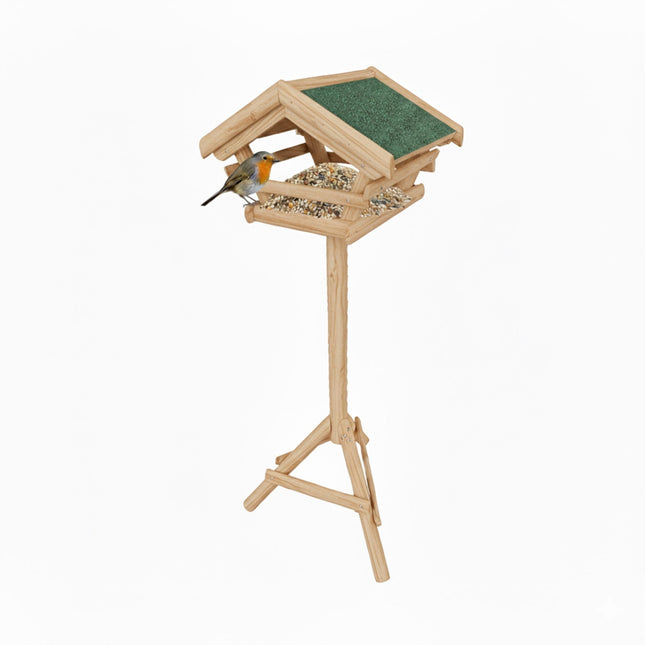 Fir Wood Bird Feeder with Stand – Weatherproof