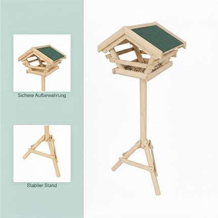 Fir Wood Bird Feeder with Stand – Weatherproof