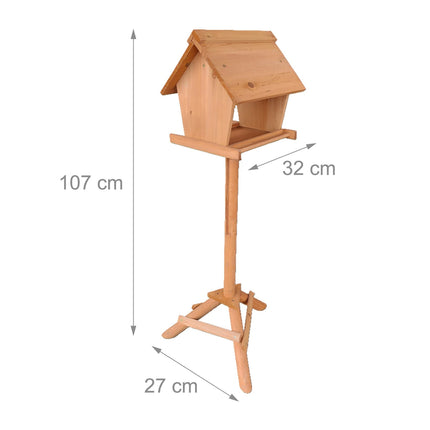 Vogelfutterhaus aus Tannenholz mit hohem Ständer