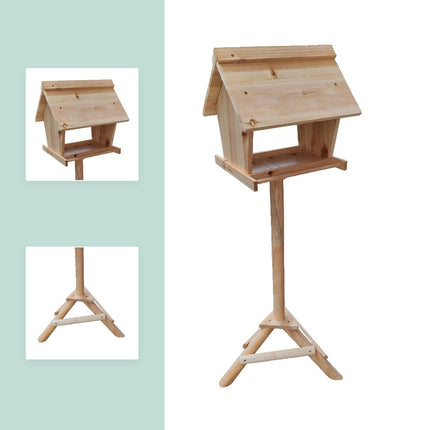 Fir Wood Bird Feeder with Tall Stand
