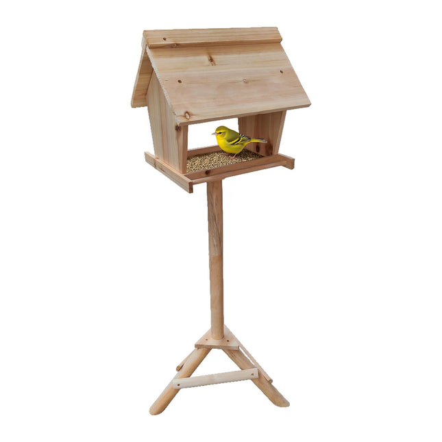 Vogelfutterhaus aus Tannenholz mit hohem Ständer