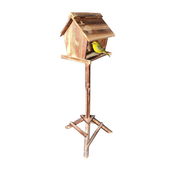 Fir Wood Bird Feeder with Tall Stand