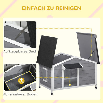 Hundehütte aus Tannenholz, wetterfest mit herausnehmbarem Boden