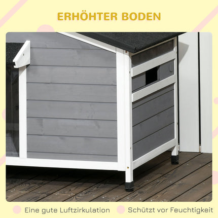 Hundehütte aus Tannenholz, wetterfest mit herausnehmbarem Boden