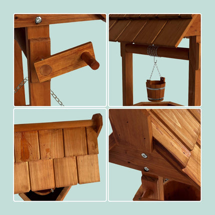 Gartenbrunnen "Tannenholz" mit Kurbel und Eimer