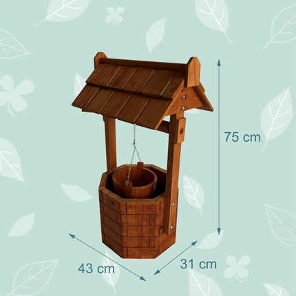 Gartenbrunnen "Tannenholz" mit Kurbel und Eimer