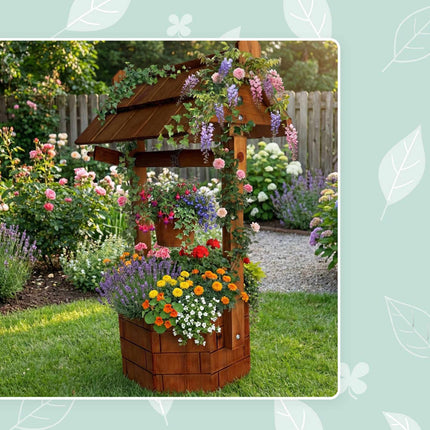 Gartenbrunnen "Tannenholz" mit Kurbel und Eimer