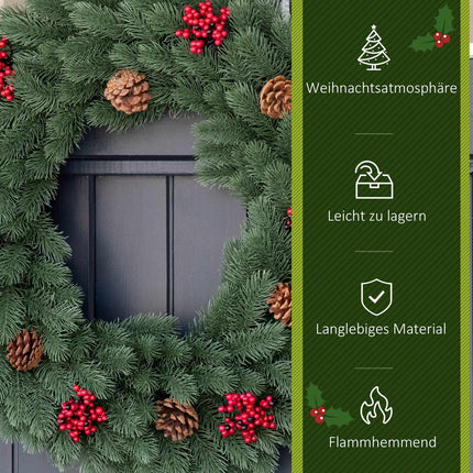 Türkranz Weihnachtsbaum - 60 cm, grün mit Aufhänger