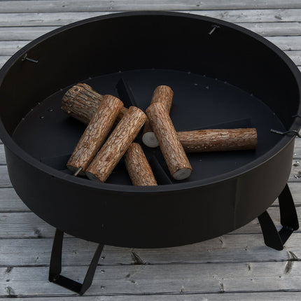Feuerschale & BBQ Grill mit Funkenschutz, schwarz Ø76 cm