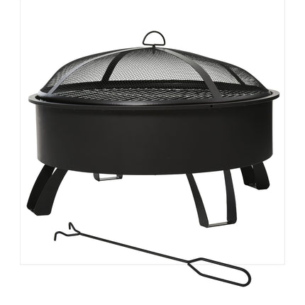 Feuerschale & BBQ Grill mit Funkenschutz, schwarz Ø76 cm