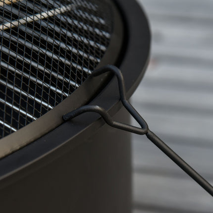 Feuerschale & BBQ Grill mit Funkenschutz, schwarz Ø76 cm