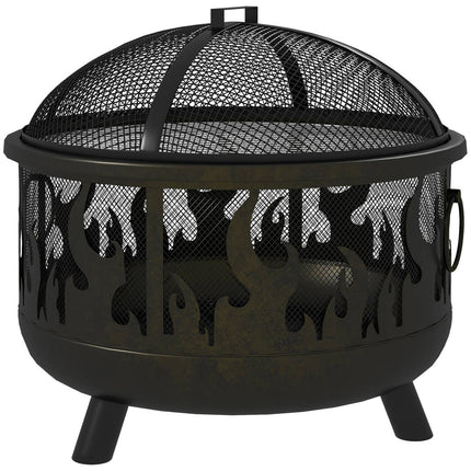 Feuerschale mit Funkenschutz & Grillrost - Metall, Ø61cm